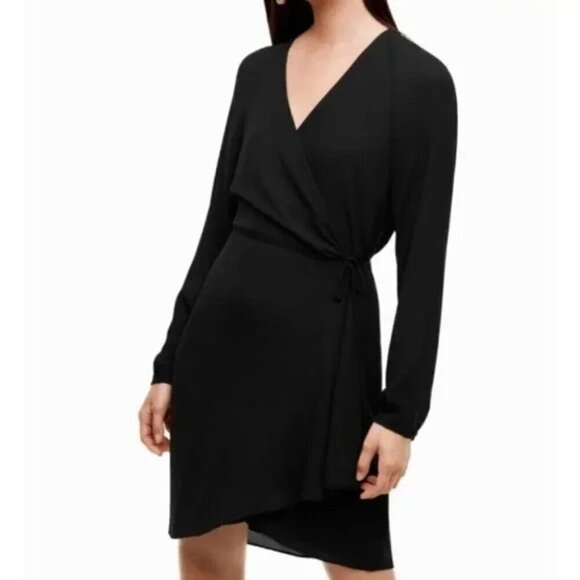 Aritzia Babaton Degrazia Wrap Mini Dress Deep Wine Burgundy Size Medium - Picture 2 of 7